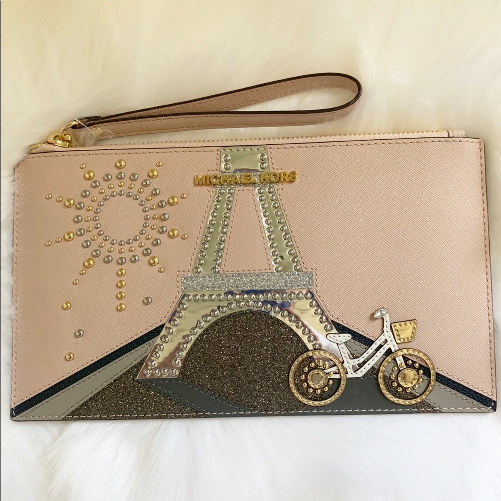 Michael Kors nouveau novelty xl zip clutch ballet - Picture 1 of 6